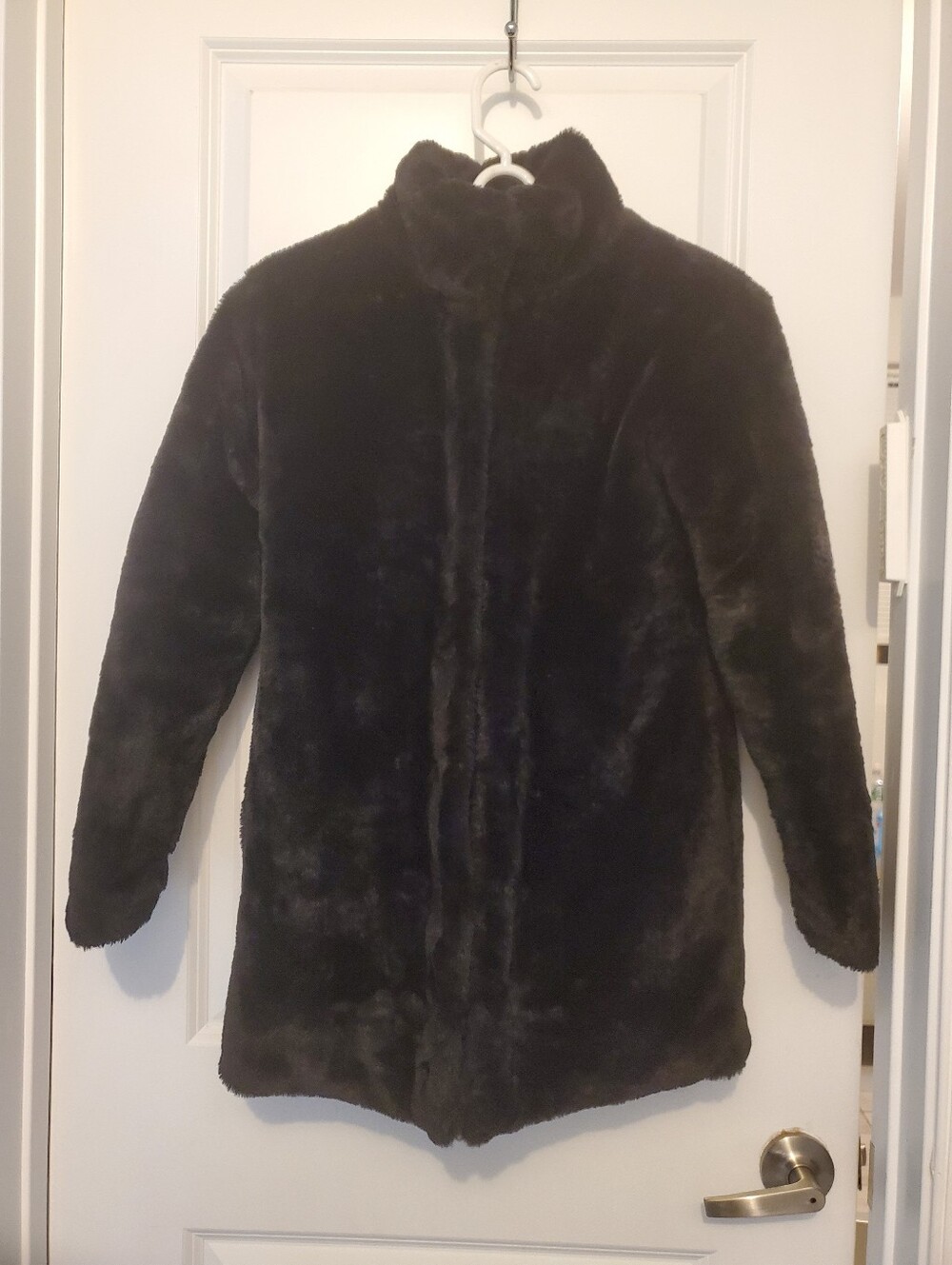 Mayoral Girls Black Plush Faux Fur Winter Coat Sz 16